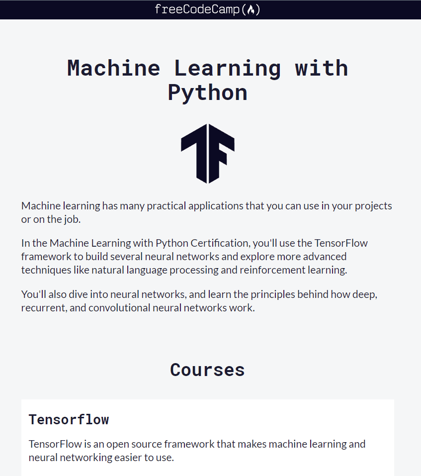 Found a free course on Tensorflow / Machine Learning.